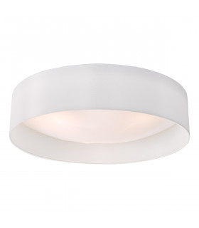 Cylindrical Flush Ceiling Light White Faux Silk 60cm, 3x E27