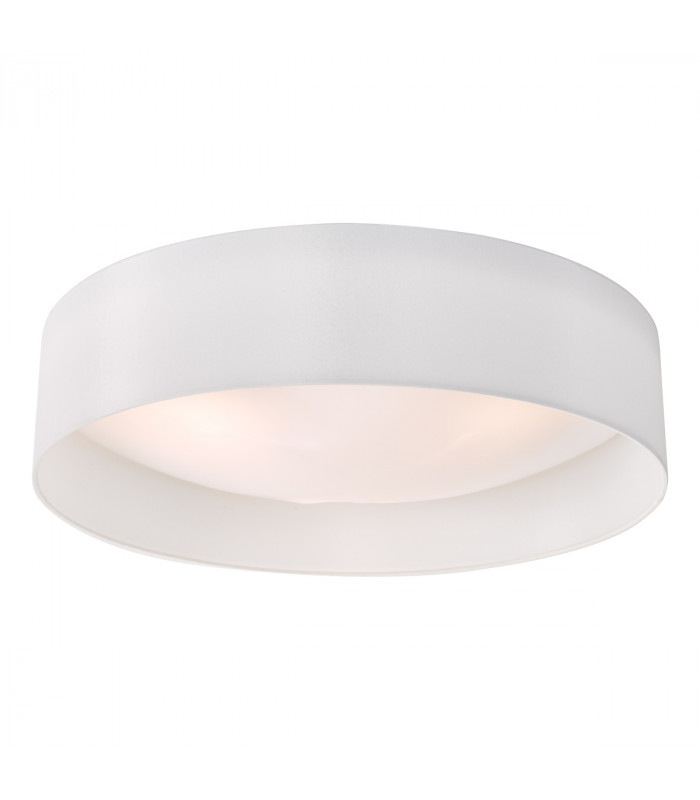 Cylindrical Flush Ceiling Light White Faux Silk 60cm, 3x E27