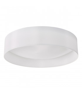 Cylindrical Flush Ceiling Light White Faux Silk 60cm, 3x E27