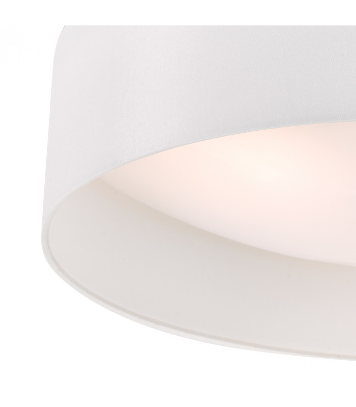 Cylindrical Flush Ceiling Light White Faux Silk 60cm, 3x E27