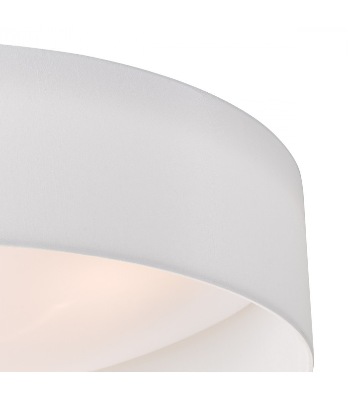 Cylindrical Flush Ceiling Light White Faux Silk 60cm, 3x E27