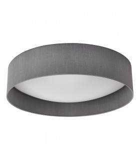 Cylindrical Flush Ceiling Light Grey Faux Silk 60cm, 3x E27