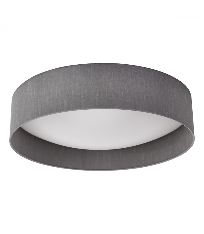 Cylindrical Flush Ceiling Light Grey Faux Silk 60cm, 3x E27