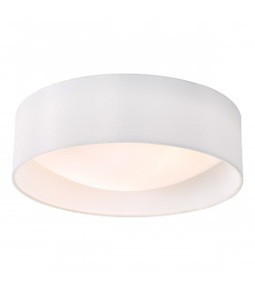 Cylindrical Flush Ceiling Light White Faux Silk 40cm, 2x E27