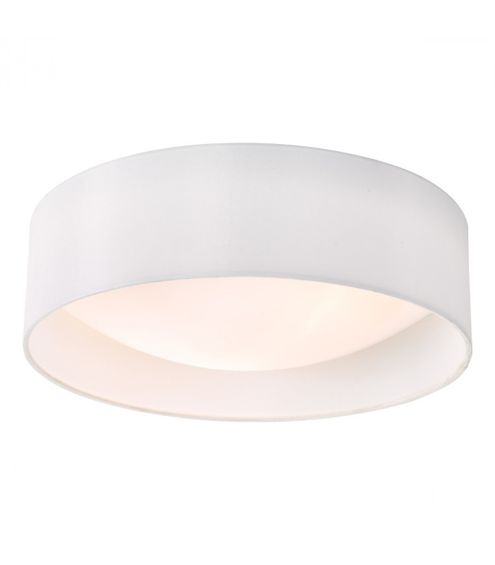Cylindrical Flush Ceiling Light White Faux Silk 40cm, 2x E27