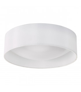 Cylindrical Flush Ceiling Light White Faux Silk 40cm, 2x E27