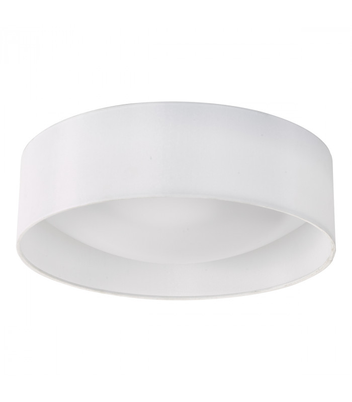 Cylindrical Flush Ceiling Light White Faux Silk 40cm, 2x E27
