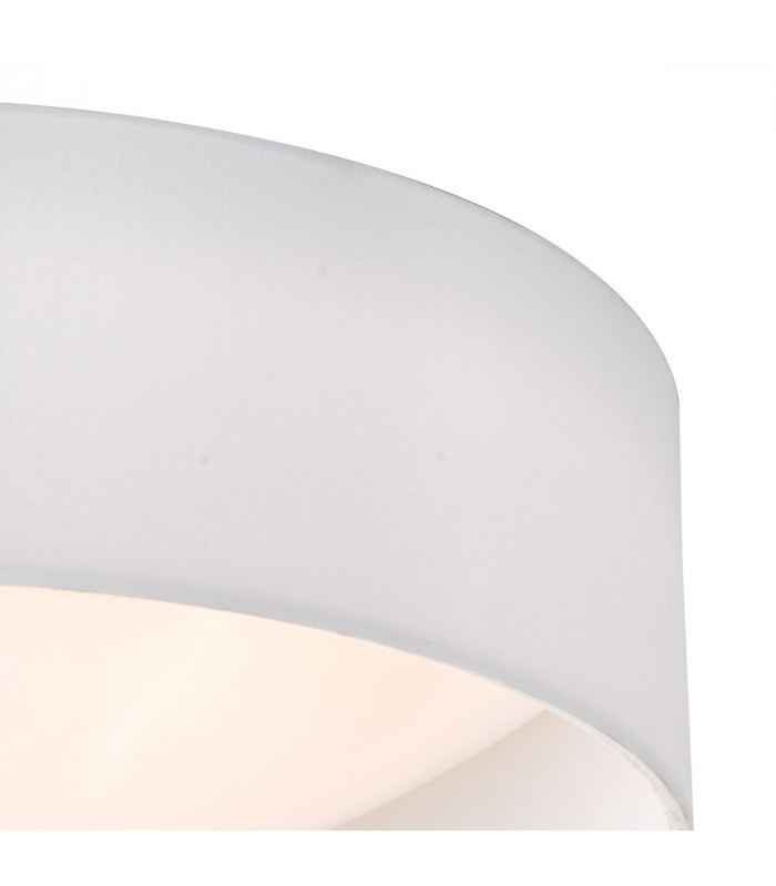 Cylindrical Flush Ceiling Light White Faux Silk 40cm, 2x E27