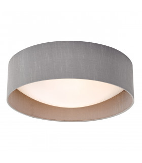 Cylindrical Flush Ceiling Light Grey Faux Silk 40cm, 2x E27