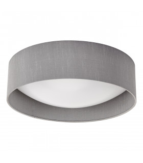 Cylindrical Flush Ceiling Light Grey Faux Silk 40cm, 2x E27