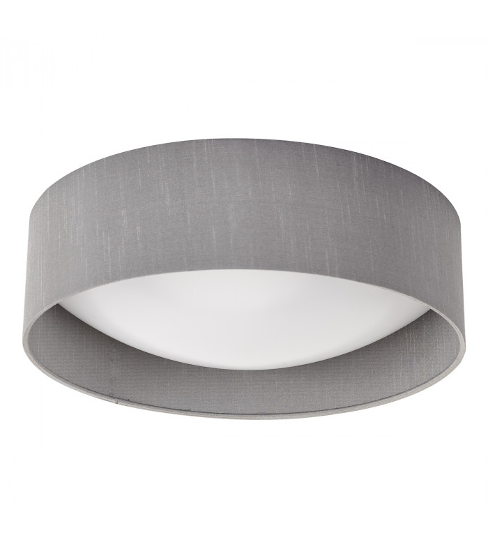 Cylindrical Flush Ceiling Light Grey Faux Silk 40cm, 2x E27