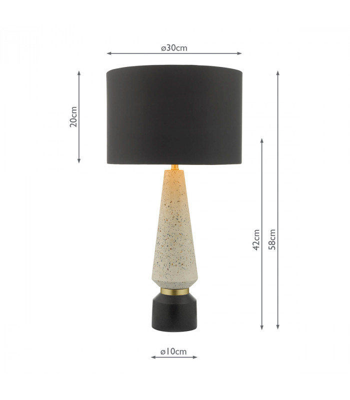 Table Lamp White & Black With Round Drum Shade