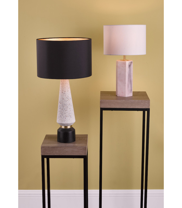 Table Lamp White & Black With Round Drum Shade