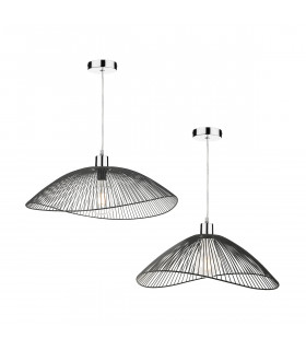 Wire Frame Easy Fit Pendant Light Black Twin Pack