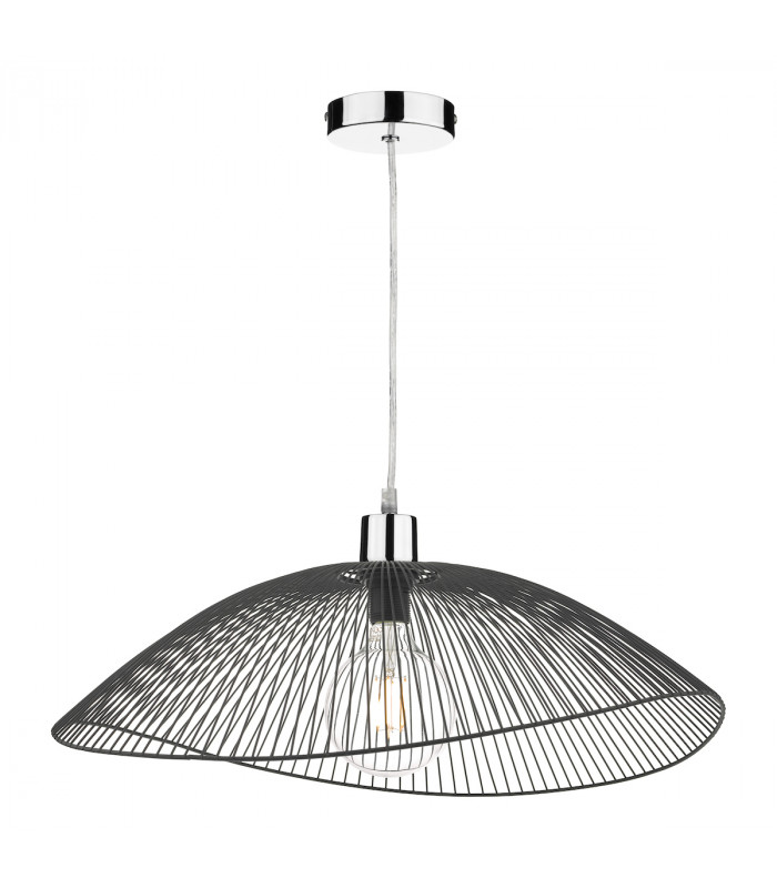Wire Frame Easy Fit Pendant Light Black Twin Pack