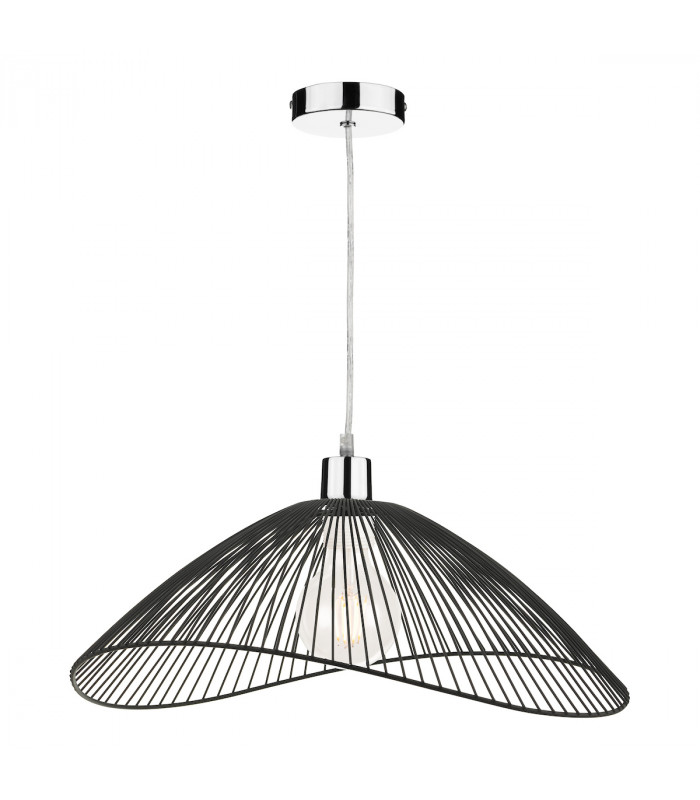 Wire Frame Easy Fit Pendant Light Black Twin Pack