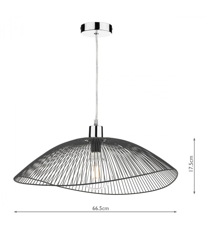 Wire Frame Easy Fit Pendant Light Black Twin Pack