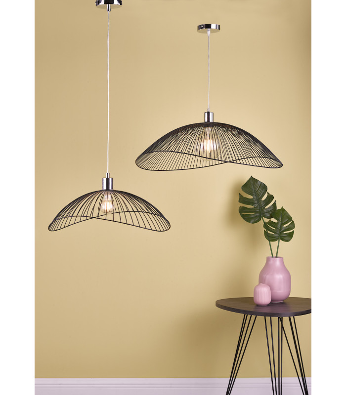 Wire Frame Easy Fit Pendant Light Black Twin Pack