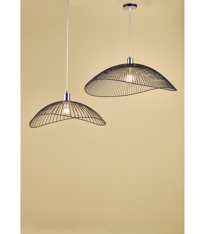 Wire Frame Easy Fit Pendant Light Black Twin Pack