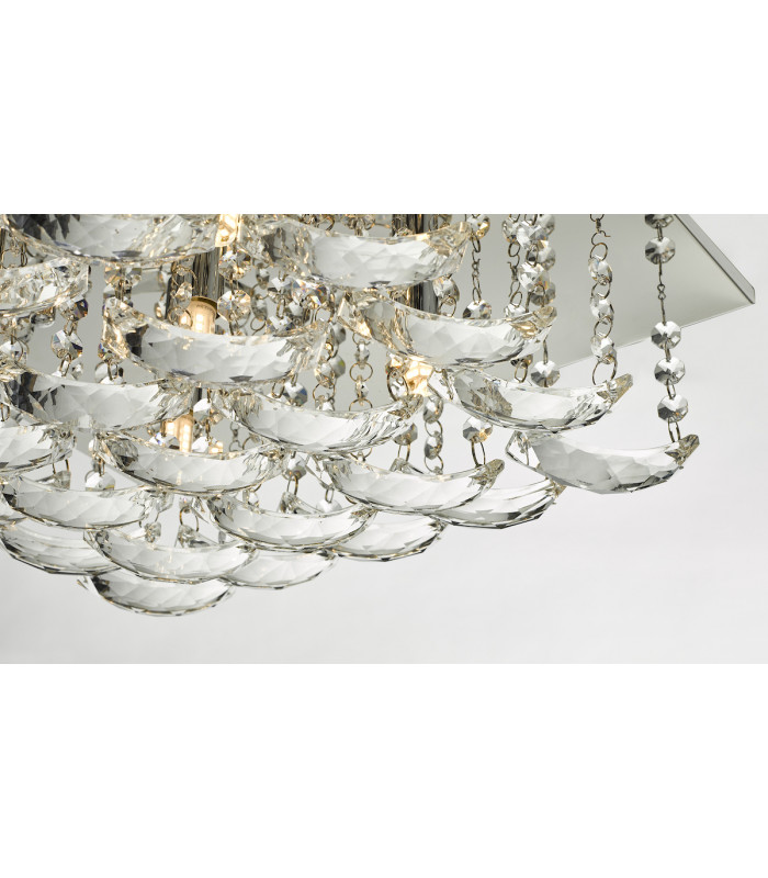 Flush Ceiling Light Polished Chrome & Crystal, 5x G9