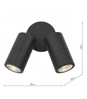 Spotlights Wall Light Black IP65, 2x GU10