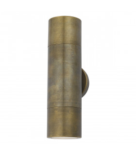 Up & Down Wall Light Antique Brass IP65, 2x GU10