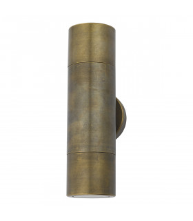 Up & Down Wall Light Antique Brass IP65, 2x GU10