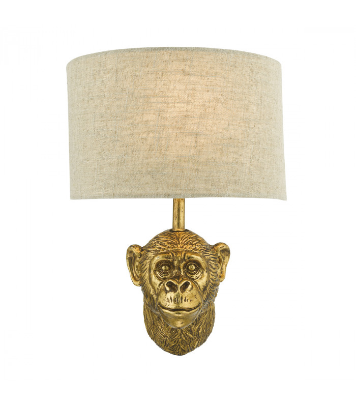 Monkey Wall Light Gold with Natural Linen Shade