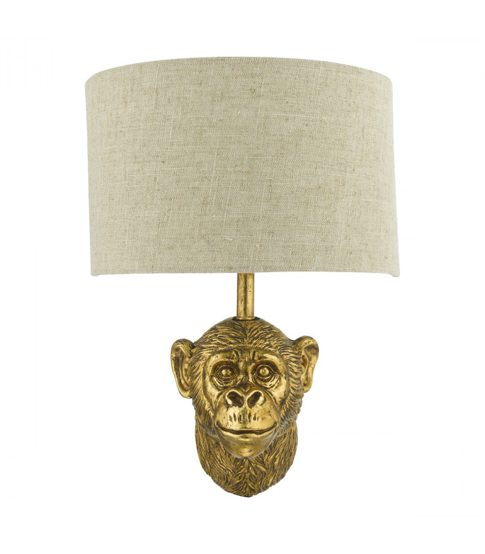 Monkey Wall Light Gold with Natural Linen Shade