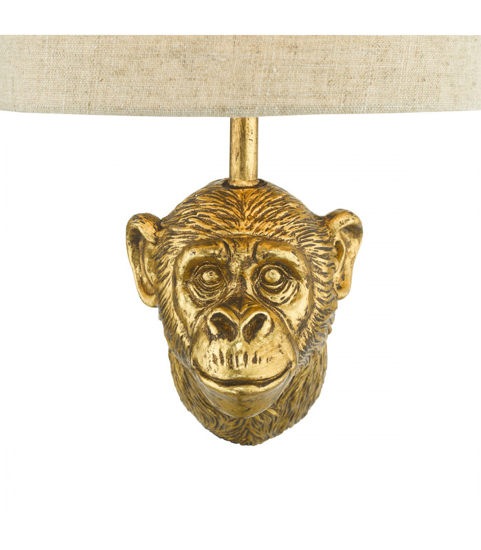 Monkey Wall Light Gold with Natural Linen Shade