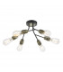 Semi Flush Ceiling Light Light Black & Antique Brass, 6x E27