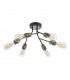 Semi Flush Ceiling Light Light Black & Antique Brass, 6x E27