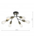 Semi Flush Ceiling Light Light Black & Antique Brass, 6x E27