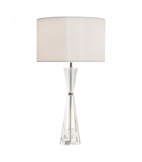 Table Lamp Crystal & Polished Nickel with Round Drum Shade, 2x E27