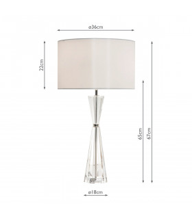Table Lamp Crystal & Polished Nickel with Round Drum Shade, 2x E27