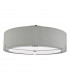 Cylindrical Semi Flush Ceiling Light Satin Chrome With Grey Shade, 3x E27