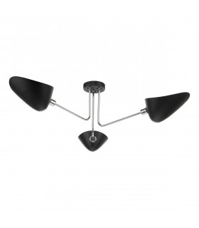 Semi Flush Ceiling Light Light Matt Black Polished Chrome, 3x E14