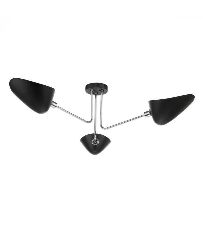 Semi Flush Ceiling Light Light Matt Black Polished Chrome, 3x E14