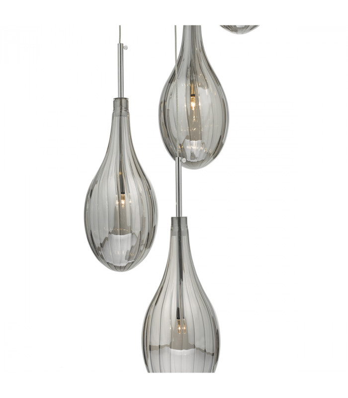 Cluster Pendant Light Smoked & Polished Chrome, 6x G4