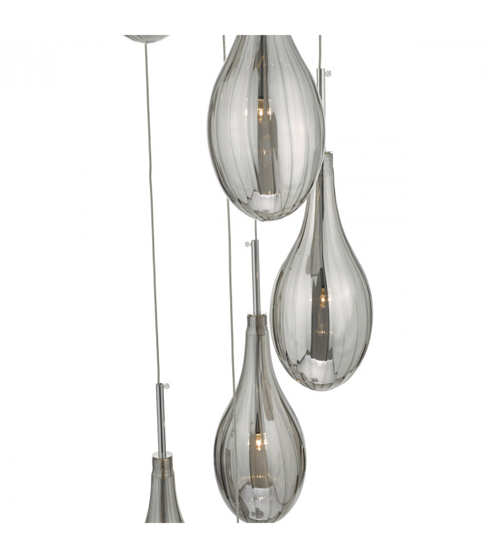 Cluster Pendant Light Smoked & Polished Chrome, 6x G4