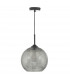 Dome Pendant Light Black And Smoked Textured Glass, 1x E27
