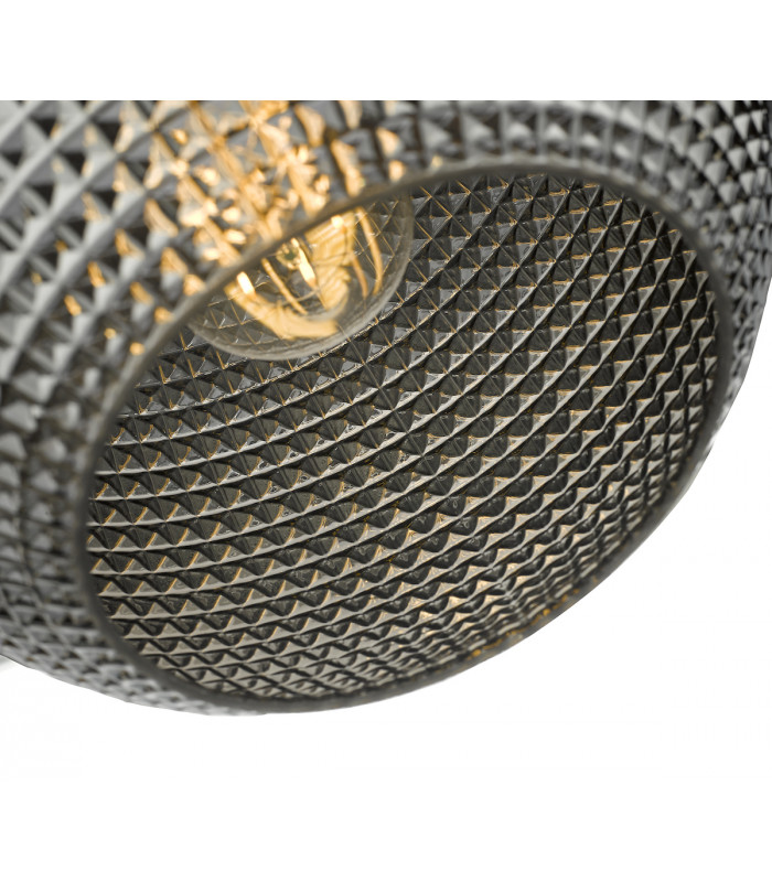 Dome Pendant Light Black And Smoked Textured Glass, 1x E27