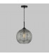Dome Pendant Light Black And Smoked Textured Glass, 1x E27