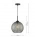 Dome Pendant Light Black And Smoked Textured Glass, 1x E27