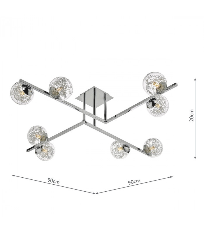 Semi Flush Ceiling Light Light Polished Chrome, 8x G9
