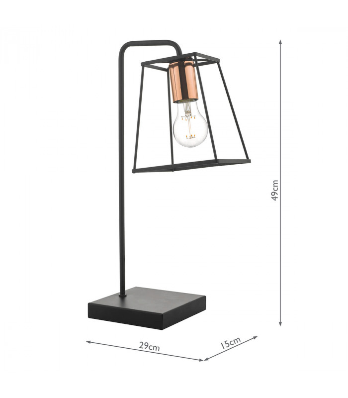 Cube Table Lamp Black & Copper
