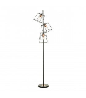 Cube Floor Lamp Matt Black Copper, 3x E27