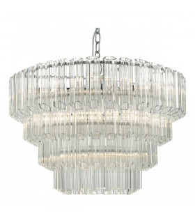 Pendant Light Glass & Polished Chrome, 9x E14