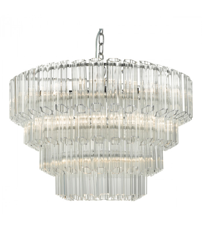 Pendant Light Glass & Polished Chrome, 9x E14