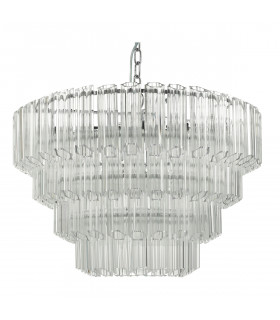 Pendant Light Glass & Polished Chrome, 9x E14